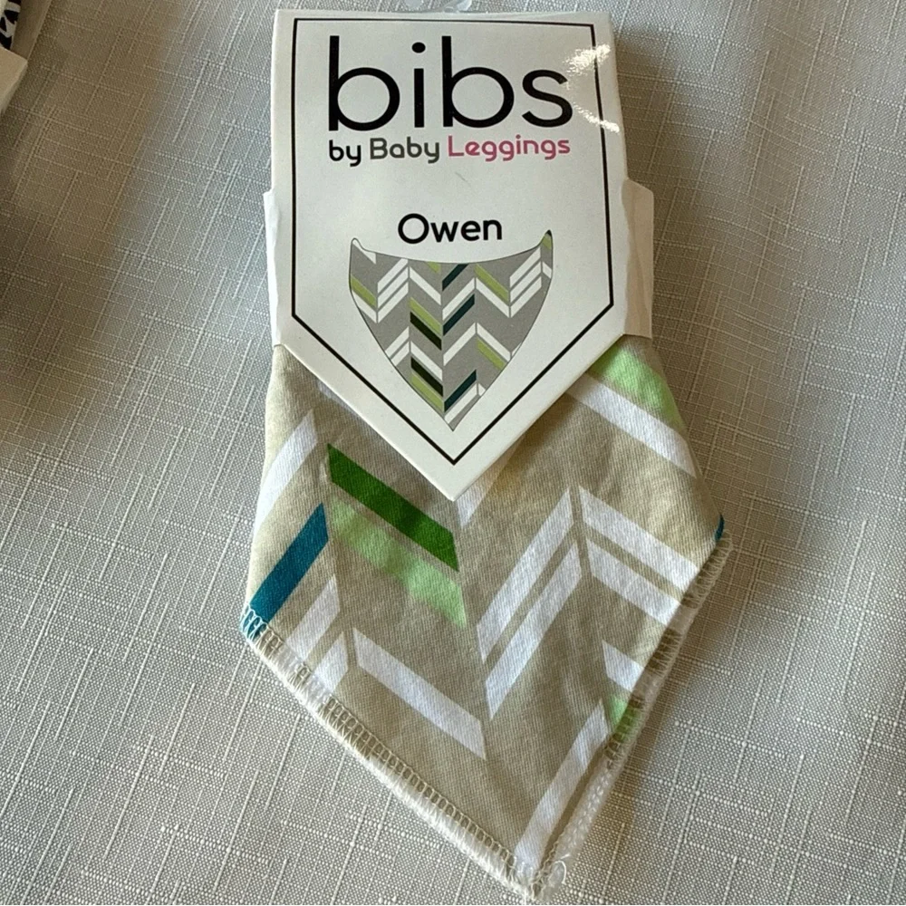 Baby Leggings Bandana Bibs -Set of 3 neutral colors 100% Cotton Front NWT